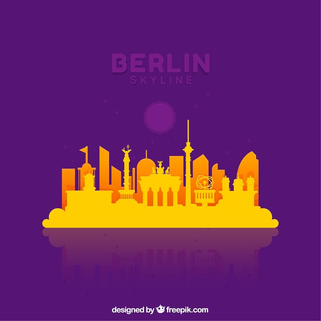 Kostenloser Vektor gelbe und purpurrote skyline von berlin