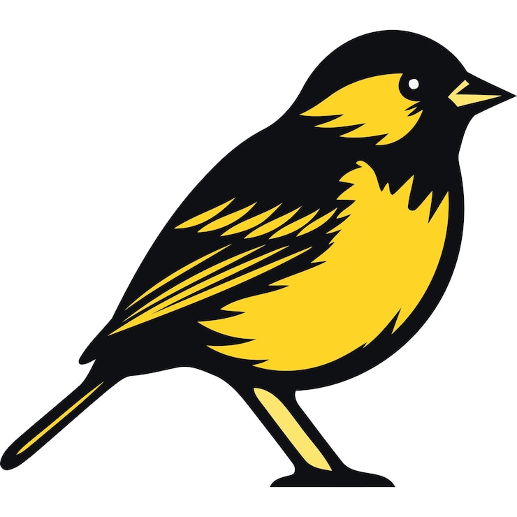 Kostenlose Vektor gelbe und schwarze vogel-illustration