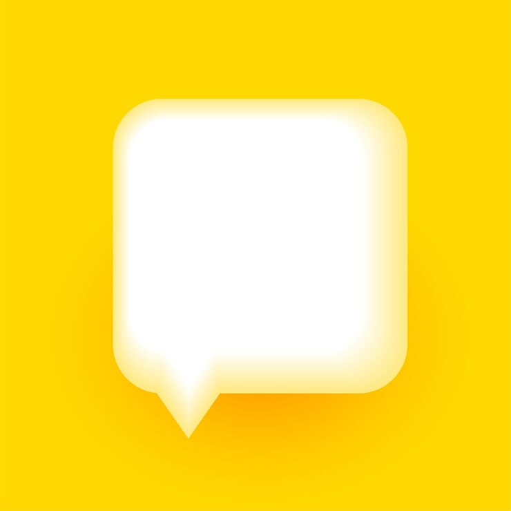 Kostenlose Vektor gelbe vorlage für 3d-stil-chatbox für webkommunikation oder informationen