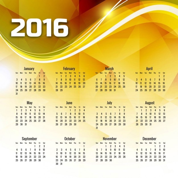 Gelbe wellenlinie 2016-kalender