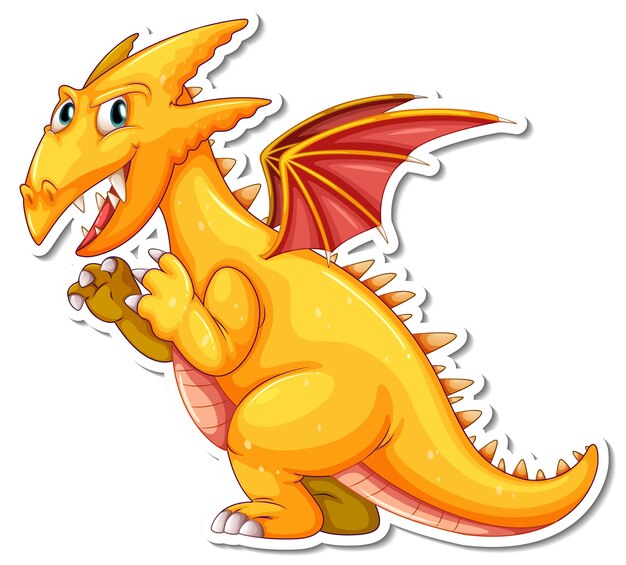 Gelber Drache-Cartoon-Charakter-Aufkleber