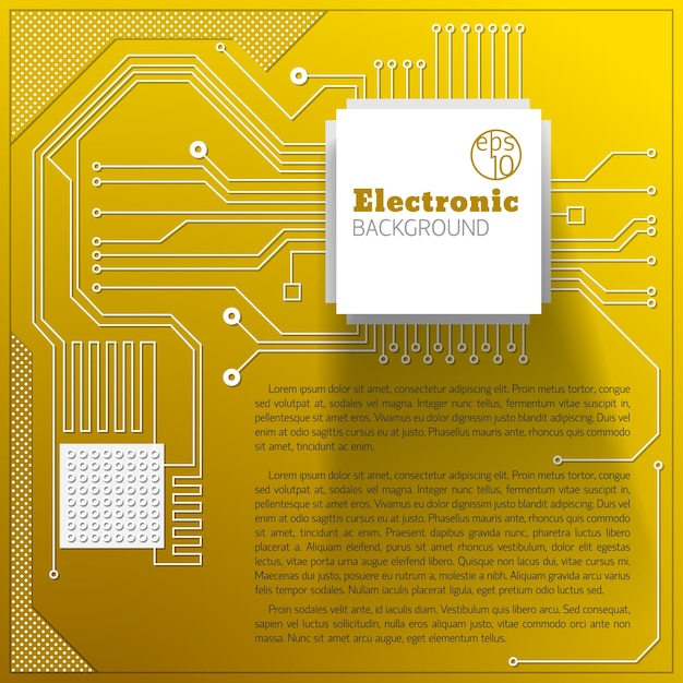 Kostenloser Vektor gelber elektrischer bretthintergrund mit textfeld