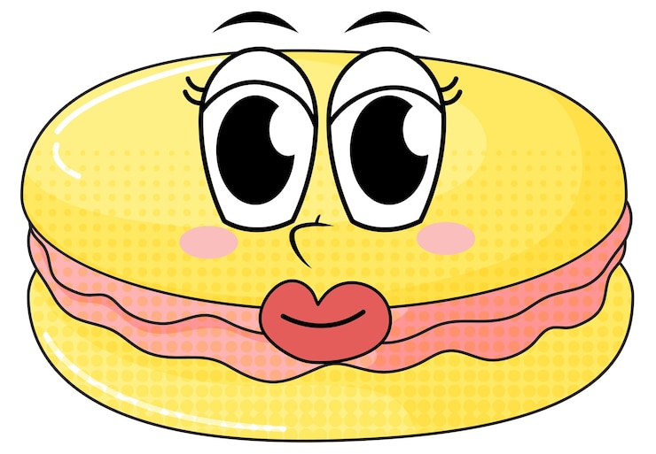 Kostenlose Vektor gelbes macaron mit gesicht