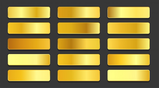 Kostenloser Vektor gelbgoldverläufe metallische farbverläufe eingestellt