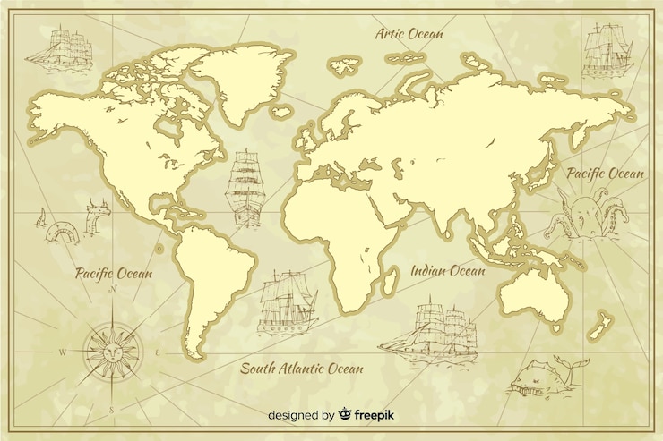 Kostenlose Vektor geografische vintage karte worldwilde