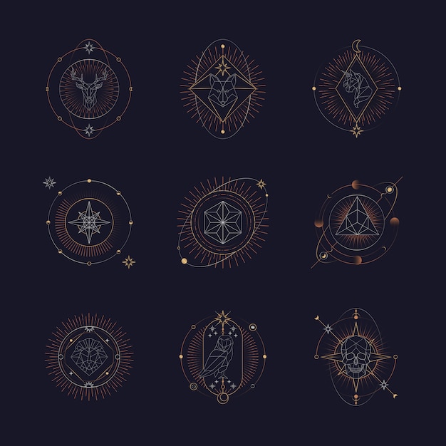 Geometrische astrologische symboltarotkarte