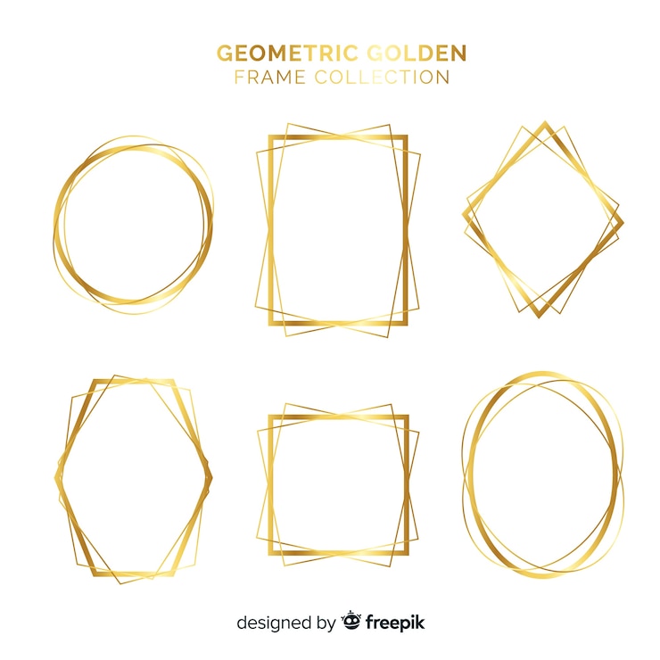 Kostenlose Vektor geometrische goldene rahmensammlung