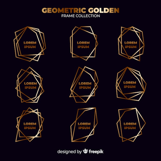 Kostenloser Vektor geometrische goldene rahmensammlung