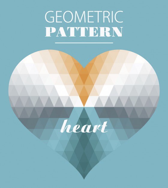 Kostenloser Vektor geometrische herz in kaleidoskopstil