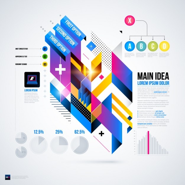 Kostenloser Vektor geometrische infografik mit einem schema und mehrere optionen