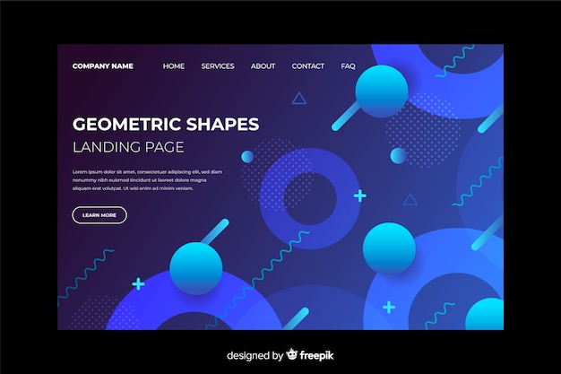 Geometrische landingpage-vorlage mit farbverlauf