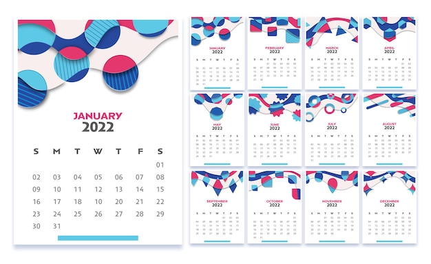 Geometrische muster kalender 2022 vorlage