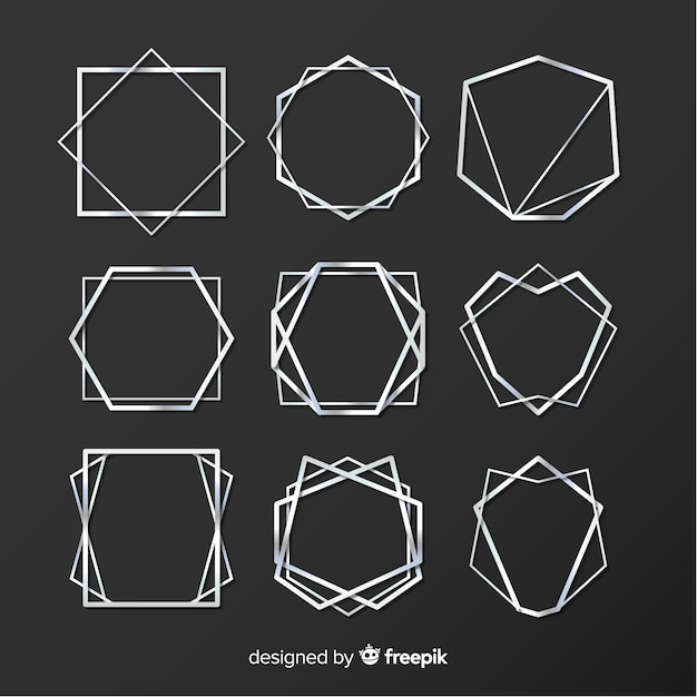 Kostenloser Vektor geometrische silberrahmensammlung