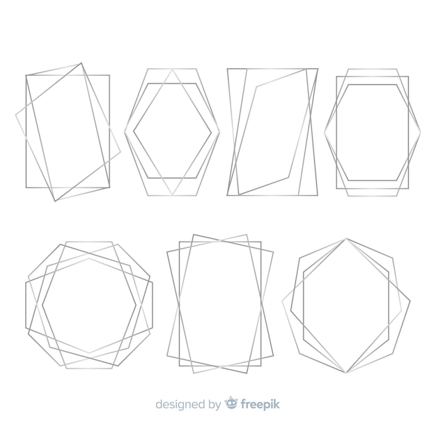 Kostenloser Vektor geometrische silberrahmensammlung