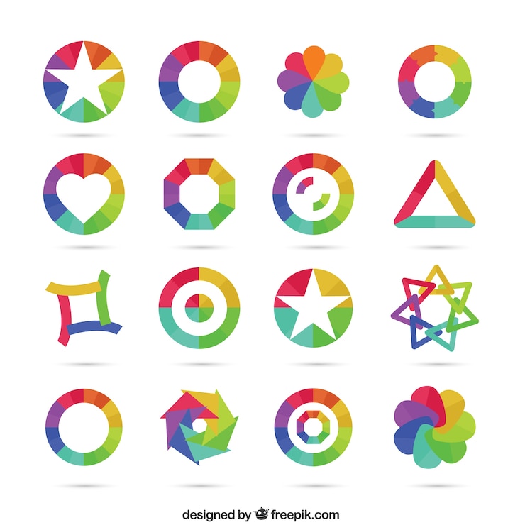 Kostenlose Vektor geometrischen symbolen in regenbogentönen