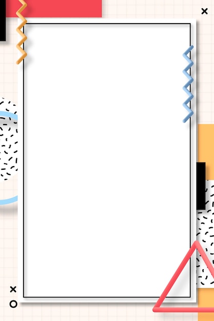 Kostenloser Vektor geometrischer bunter memphis-rahmenvektor