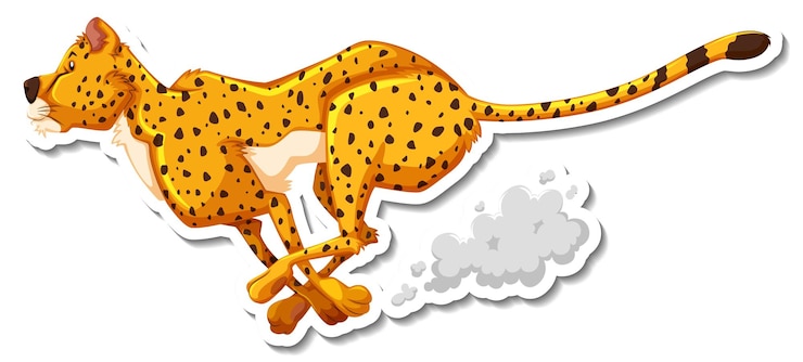Kostenlose Vektor gepard läuft cartoon-figur auf weißem hintergrund