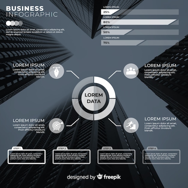 Kostenloser Vektor geschäft infografik mit foto