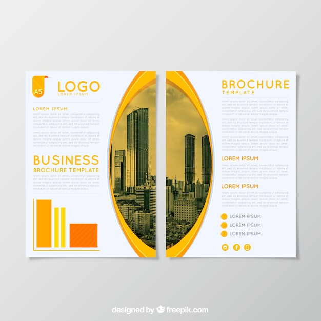 Kostenloser Vektor geschäftsbroschüre in der größe a5 mit flacher art