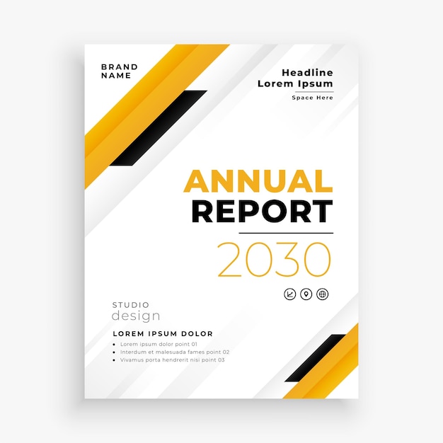 Kostenloser Vektor geschäftsjahresberichtsblatt mit gelbem thema