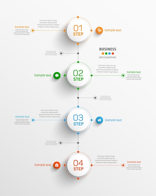 Geschäftsvektor-infografikschablone mit 4 schritten Premium Vektoren