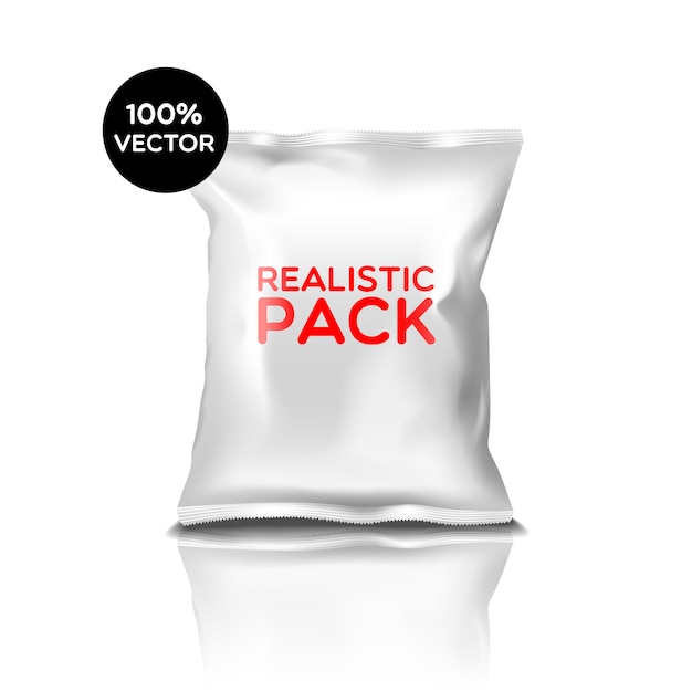 Kostenloser Vektor geschlossene, weiße polyethylen-tasche mit realistischer verpackung