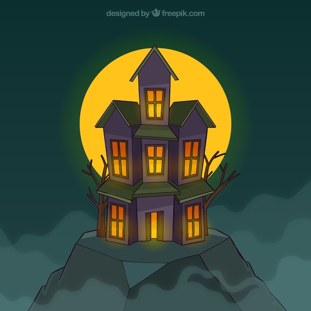 Gespenstisches haus mit vollmond