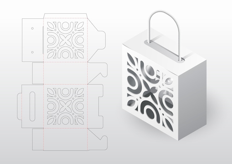 Kostenlose Vektor gestanzte vorlage für realistische kartonverpackungen