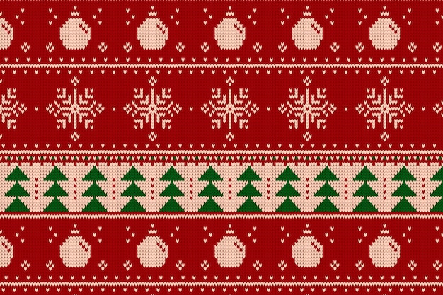 Kostenloser Vektor gestricktes weihnachtsmuster