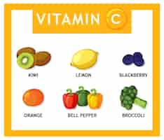 Kostenloser Vektor gesunde lebensmittel, die reich an vitamin c sind