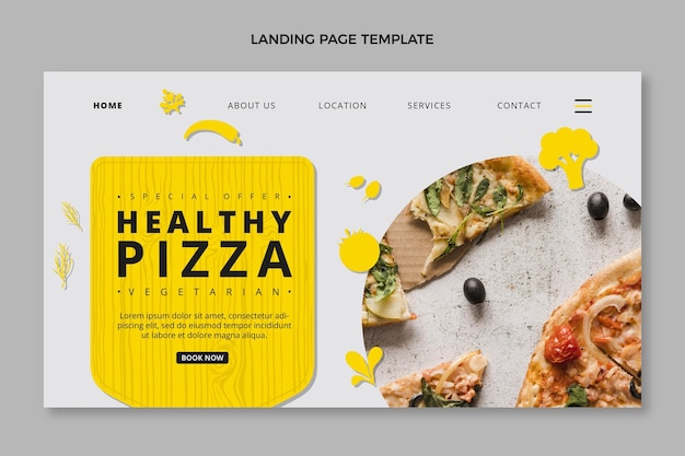 Gesunde pizza-landingpage im flachen design Kostenlosen Vektoren