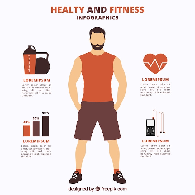 Kostenloser Vektor gesunde und fitness infographie