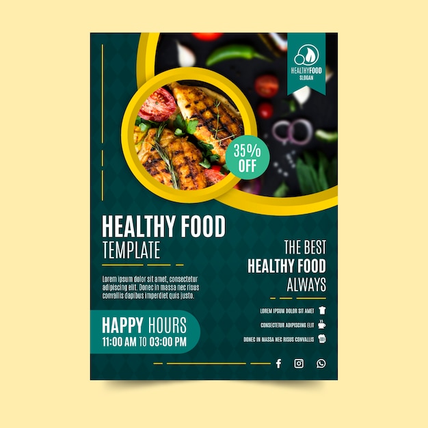 Gesundes lebensmittelrestaurantplakatdesign