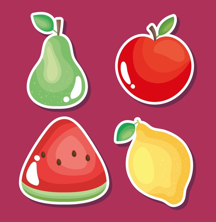 Kostenlose Vektor gesundes obst-icon-set-design