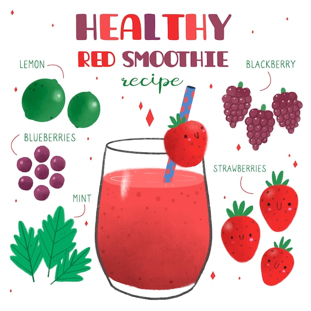 Gesundes smoothie-rezept für rote erdbeeren