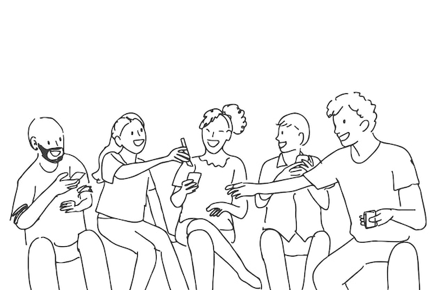 Gesundheit Doodle Vektor glückliches Freundschaftskonzept