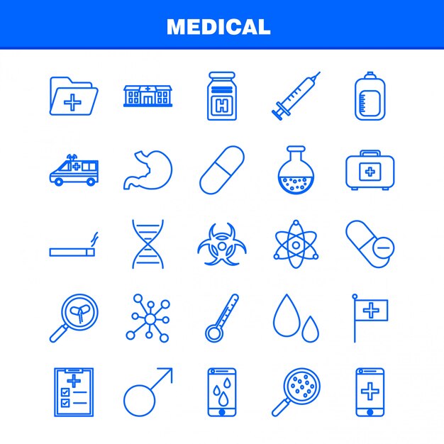 Gesundheitslinie Icons Set