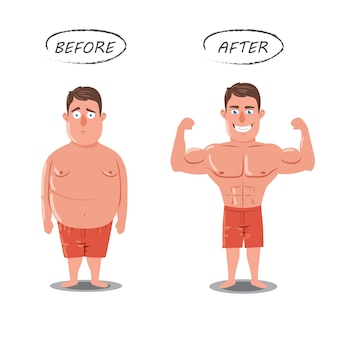 Gewichtsverlust. fett gegen slim. vor und nach konzept