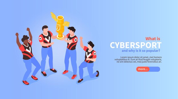 Gewinner der isometrischen Cybersport-Sportmeisterschaft mit der Trophäenillustration