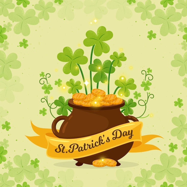 Gezeichnet st. patrick's day illustration des schatzes