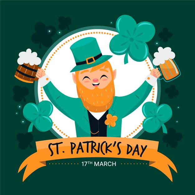 Kostenloser Vektor gezeichnet st. patrick's day illustration