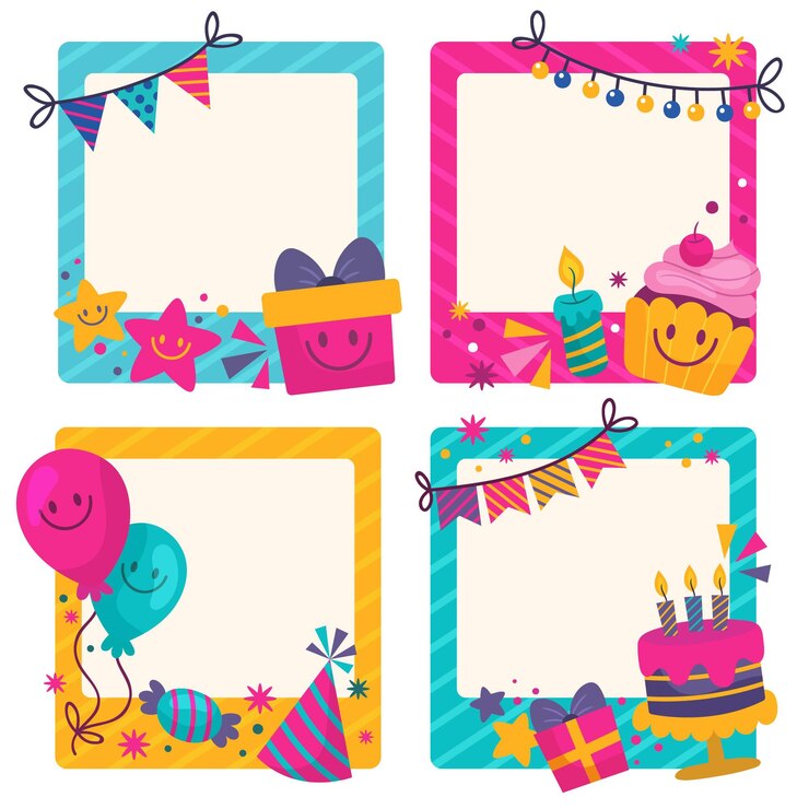 Kostenlose Vektor gezeichnete geburtstag collage rahmen sammlung