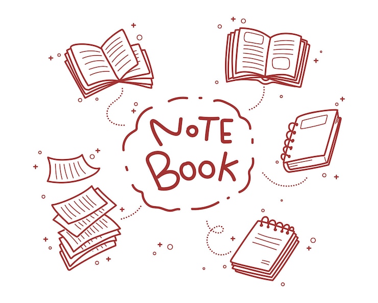Kostenlose Vektor gezeichnete karikaturkunstillustration des notizbuchgekritzels hand