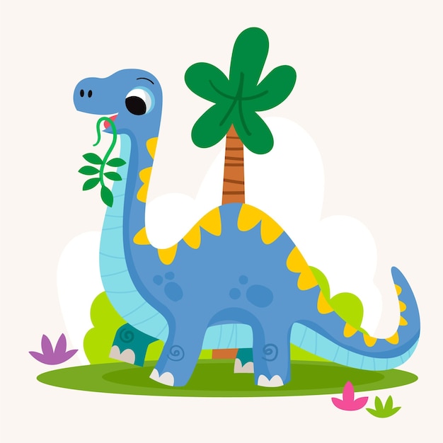 Kostenloser Vektor gezeichneter baby-dinosaurier illustriert