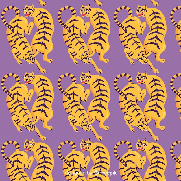 Kostenloser Vektor gezeichnetes design des tigermusters hand