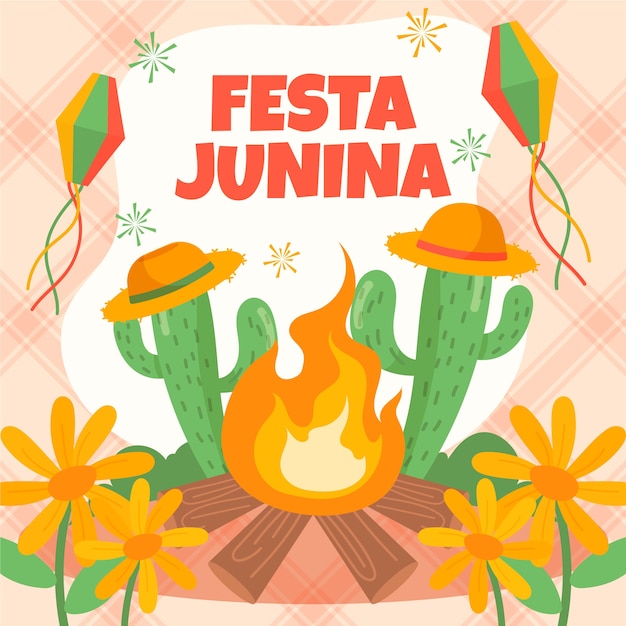 Kostenloser Vektor gezeichnetes festa junina-konzept