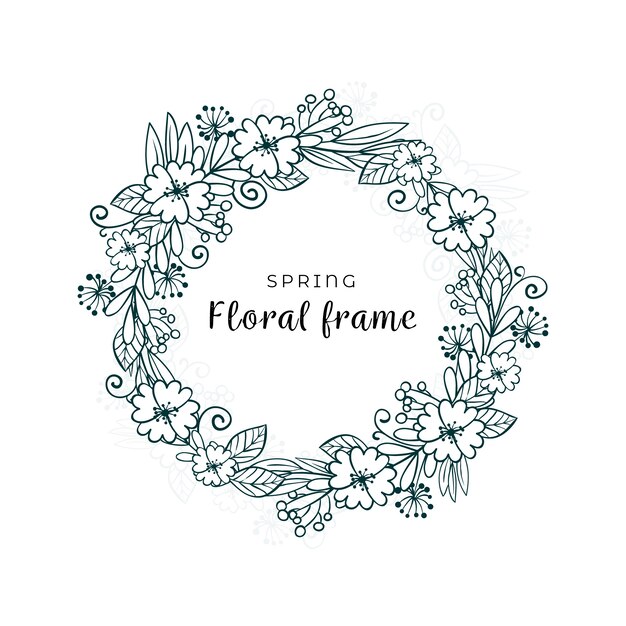 Gezeichnetes Frühlingsdesign der Blätter und der Blumen Hand