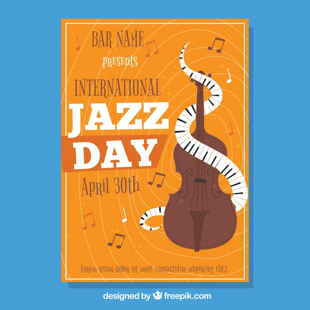 Gezeichnetes plakat des internationalen jazztages hand
