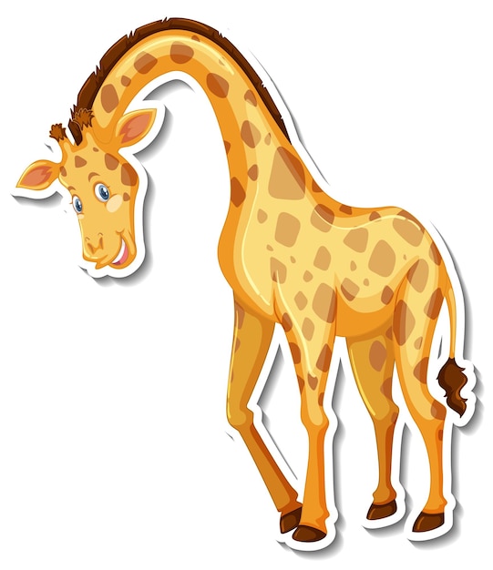 Kostenloser Vektor giraffentierkarikaturaufkleber