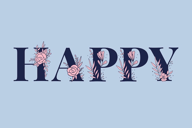 Girly happy wort typografie vektor-schriftart